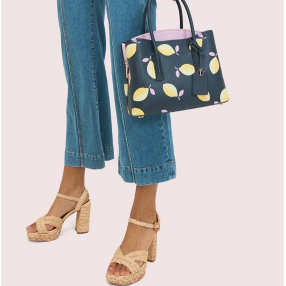 Kate Spade Margaux Medium Satchel Bag Blue Lemon Zest Satchel Purse - Picture 4 of 16